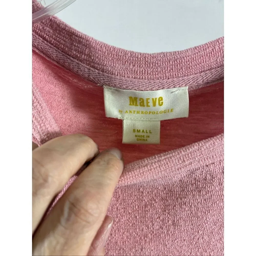 Maeve Anthropologie Ballon Sheer Sleeves in Pink Top Size S